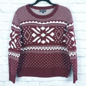POL | Pullover Snowflake Sweater Maroon Unisex